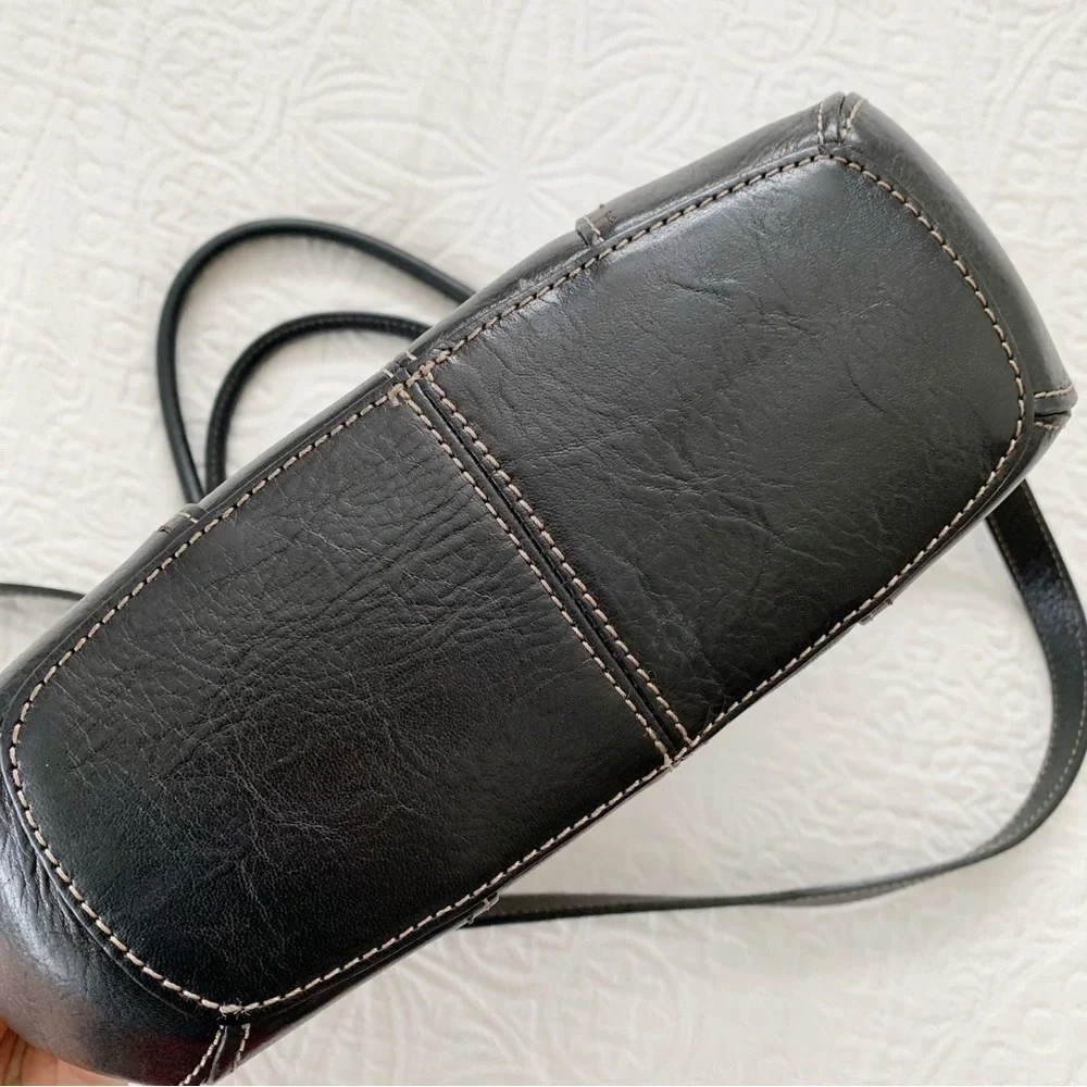 Vintage Fossil Y2K Sedona Leather Satchel Bag Handbag‎ Crossbody, Black